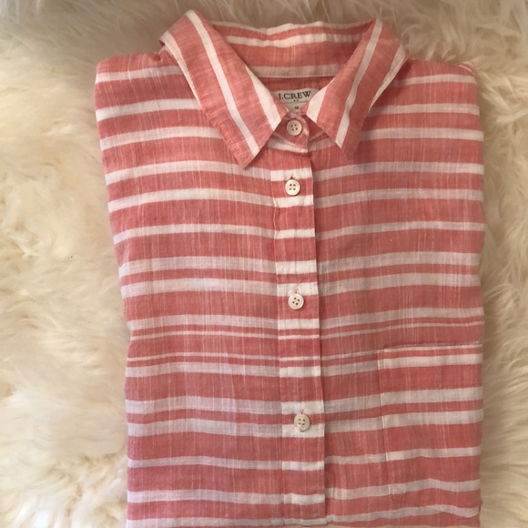 J.Crew Salmon Striped Collared Shirt - Picture 1 of 10